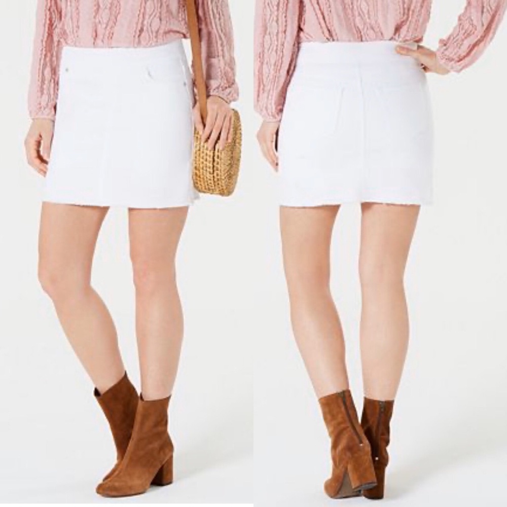 Petite Pull-On Frayed-Hem Skort